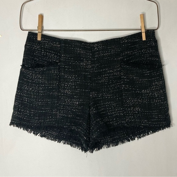 LOFT Size 8 Black Tweed Fringe Shorts 4" inseam - Picture 2 of 7